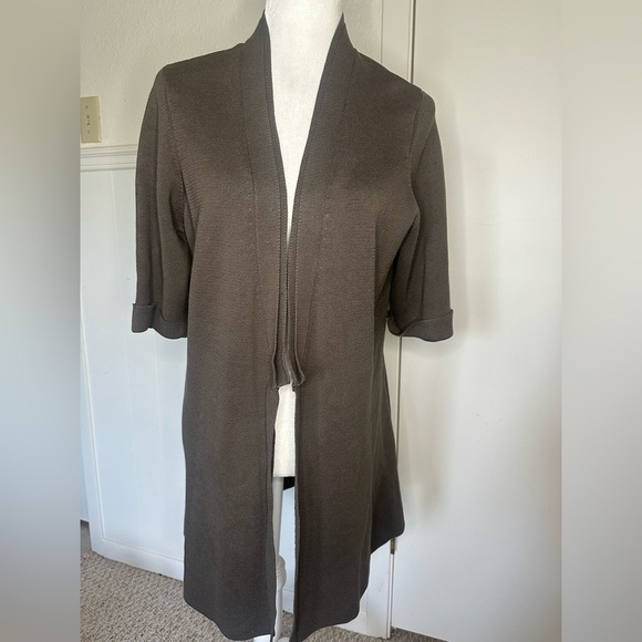 Eileen Fisher Bone Brown Cardigan Sweater made of silk and cotton, size XL. - Picture 1 of 7